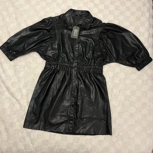 AllSaints Osa Short Leather Dress in Black • US 12